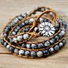 GemChic Women's Ethnic Weave Rope Multilayer Stone Beads Alloy Sunflower Bracelet Classical Retro Birthday Christmas Jewelry Gift