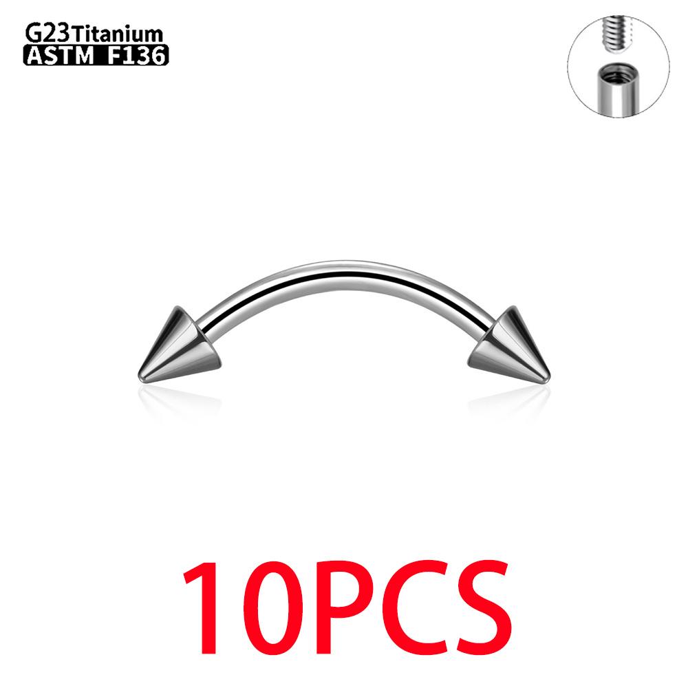 G23 Titanium 10PCS Labret Lip Stud Piercing Eyebrow Body Jewelry Nose Ring C rod For Women Septum Piercing