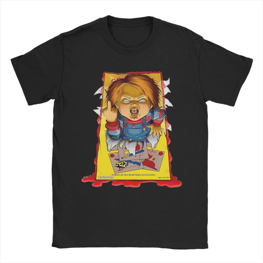 Novelty Toy Gory Chuckys T-Shirt Men's Cotton Short Sleeve Horror Movies 80s Cartoon O-neck Summer Clothes
