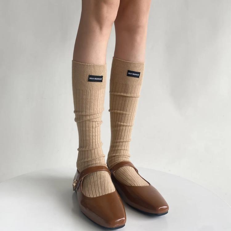 Solid Color Stockings Women Autumn Winter Long Socks Cotton Knee Socks Women Stockings JK Japanese Style Vintage Knee High Socks