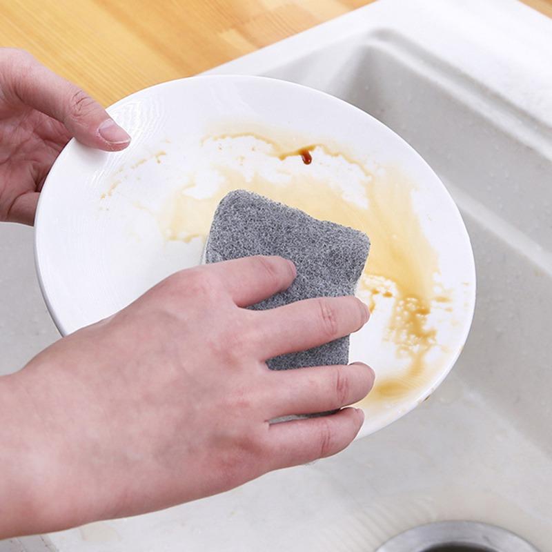

5 Pcs Home Double-sided Sponge Wipe Gray Dirt-resistant Scouring Pad Kitchen Stain Sponge Wipe Professional Cleaning Supplies