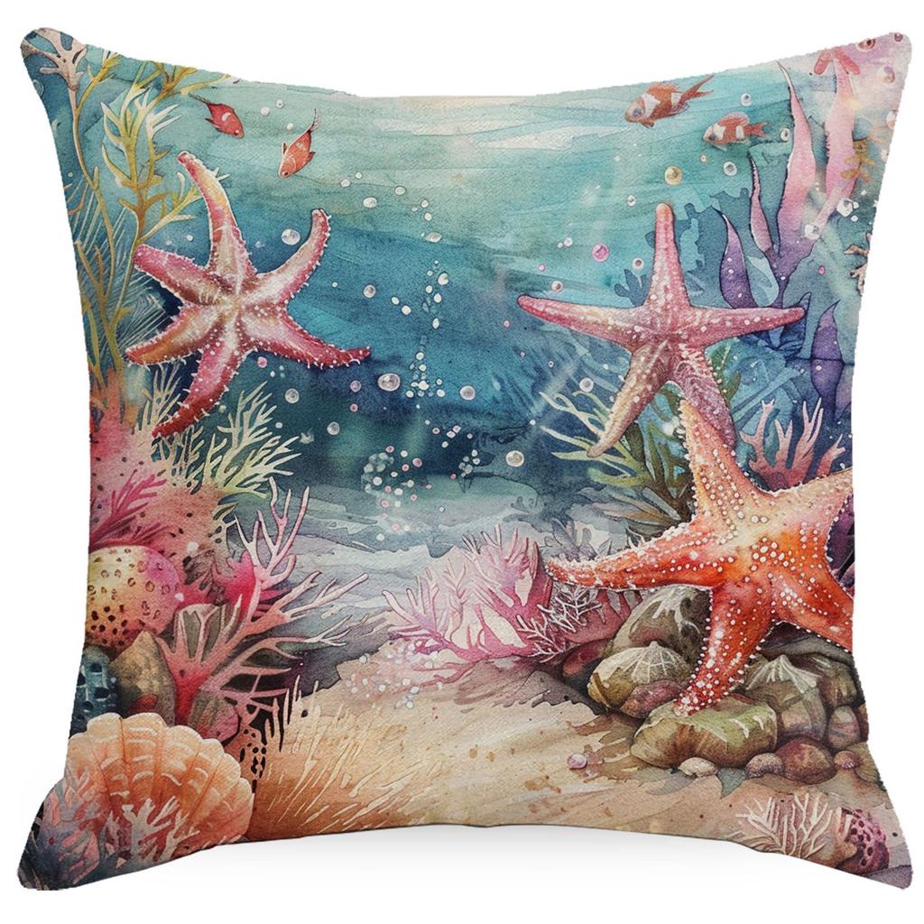 Colorful Marine Life Shell Pillowcase Summer Holiday Beach Hotel Decorative Cushion Cover