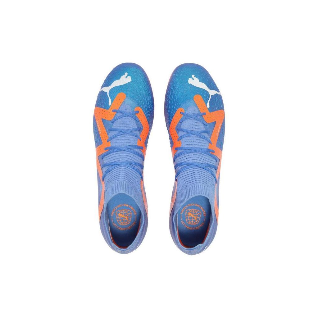 Puma Future Pro Round Toe Lace-Up MG (Rubber Short Studs) Fabric Soccer Shoes Men Soccer Shoes Blue Orange 107173-01