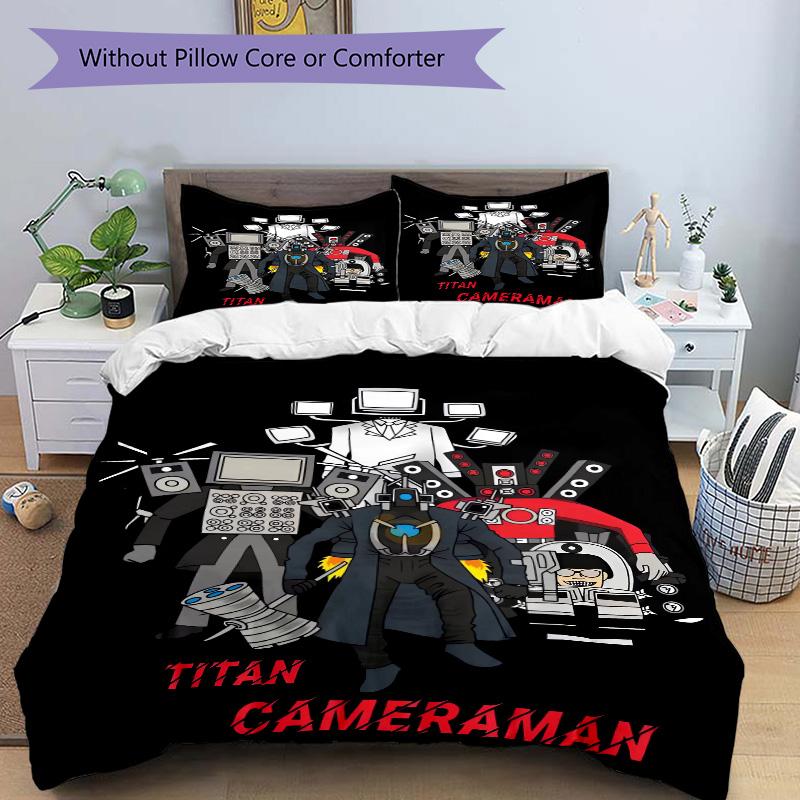 Titan Cameraman Adventure Print 3Pcs Bedding Setduvet Cover With 2 Bedropillowcase Home Birthday Gift