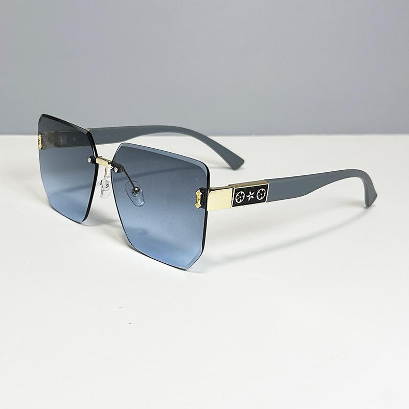 Sunglasses Women'S High-End Sense Rimless Trimmed Pattern Glasses Loner Voe Fashion Casual Sunglasses