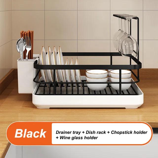 Kitchen Dish Storage Drainer Bowl Rack Sink Shelf Multifunctional Dish Drainer Countertop Chopsticks and Dishes Organizer