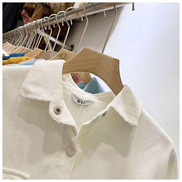 Women's Velvet Corduroy Shirt Jacket - Simple & Fashionable, Perfect for Spring and Autumn