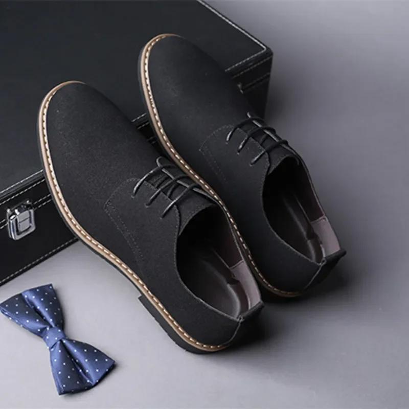 Men Casual Shoes Lace Up Oxfords Business Formal Dress Leather Shoes Derby Shoe Black Platform Sneakers