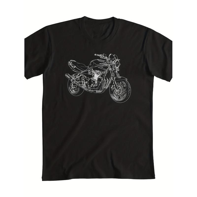 Men's 100% Cotton Motorcycle T-Shirt with Bandit GSF 600 Graphic - Casual Short Sleeve Round Neck Tee for Motorcycling Enthusiasts, Year-Rround