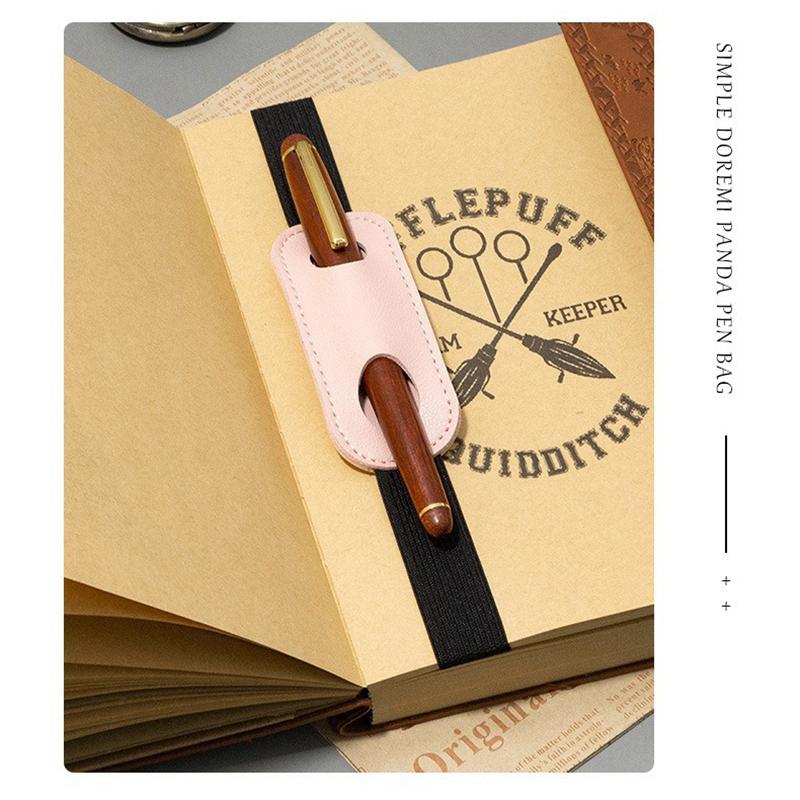 Creative PU Leather Pen Clip Holder Elastic Band Design Portable Pen Organizer for Notebook Diary Work Travel Use