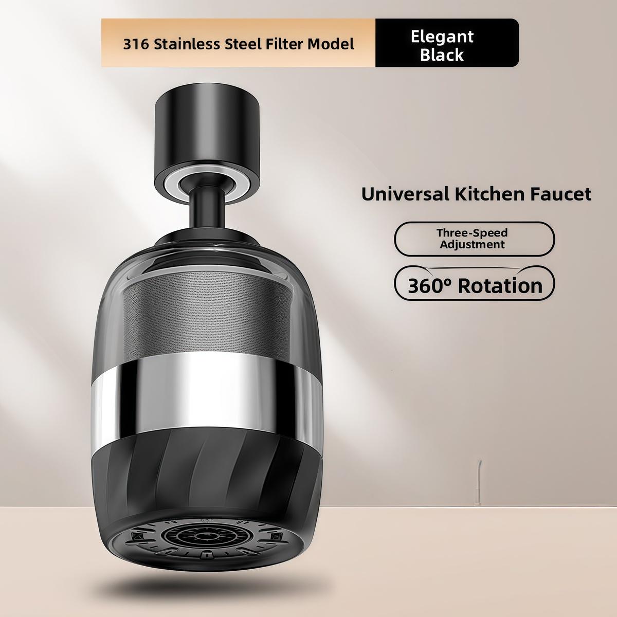 

Household 3 Modes 720°Rotate Rotate Stainless Steel Faucet Extender Aerator Splash Filter Kitchen Washbasin Faucet Accessories чёрный