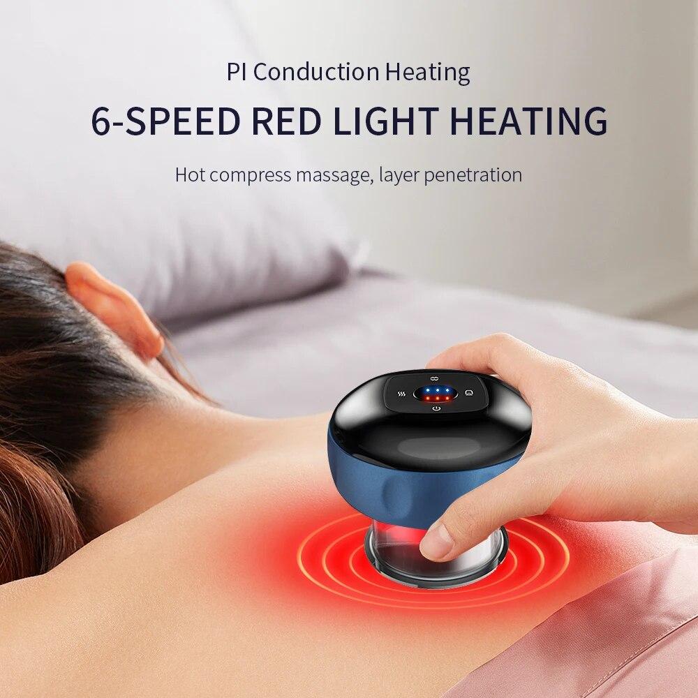 6 Gear Electric Vacuum Cupping Massager Suction Cup Gua Sha Anti Cellulite Therapy Massager Infrared Heating Slimming Massager