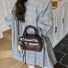 Retro Bowling Bag Handbag Pu Material With Zipper Closure For Daily Use