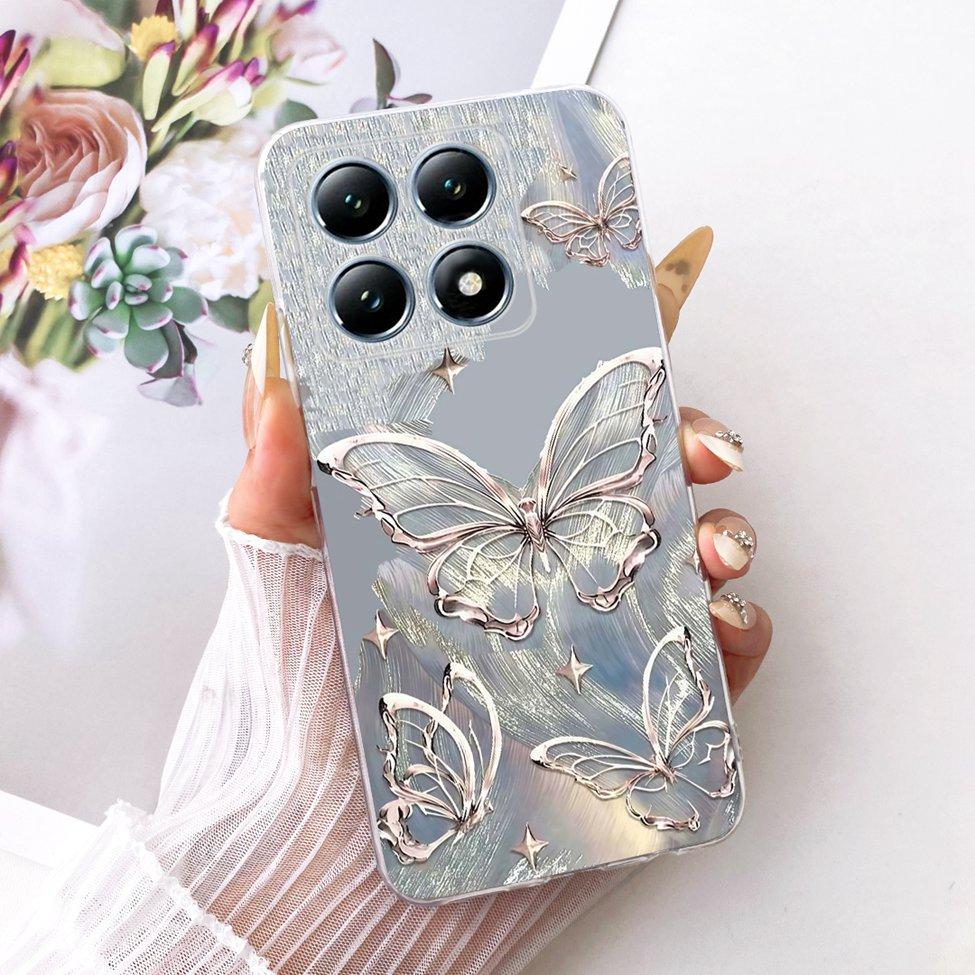Transparent Casing For Xiaomi 14T Pro Case Cute Cat Luxury Fashion Butterfly Funny Cool Painted Cover 2407FPN8EG