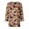 Women's Fashion Casual Three-quarter Sleeve Halloween Printed Round Neck Top