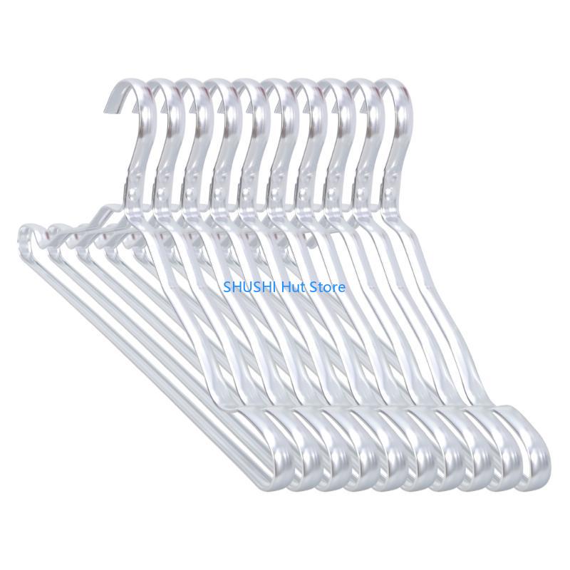 10Pcs Aluminum Alloy Metal Clothes Hangers Non-Deformed Heavy Duty Coat Drying Rack with for Jacket Shirts Pants D57B