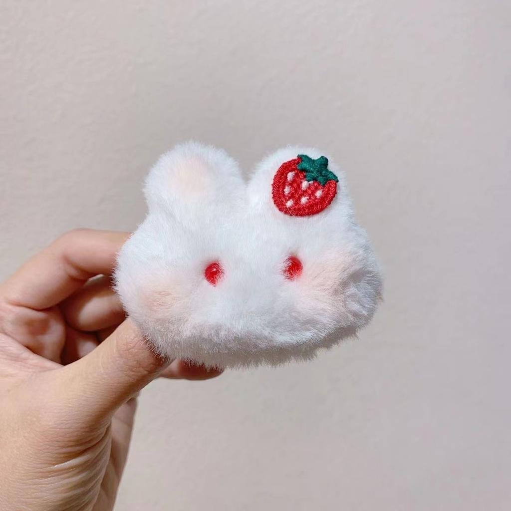 Sugar Gourd Rabbit Hairy Hair Band Hairpin Female Soft Cute Cute Blush Rabbit Hair Rope Student Ponytail Hair Accessories