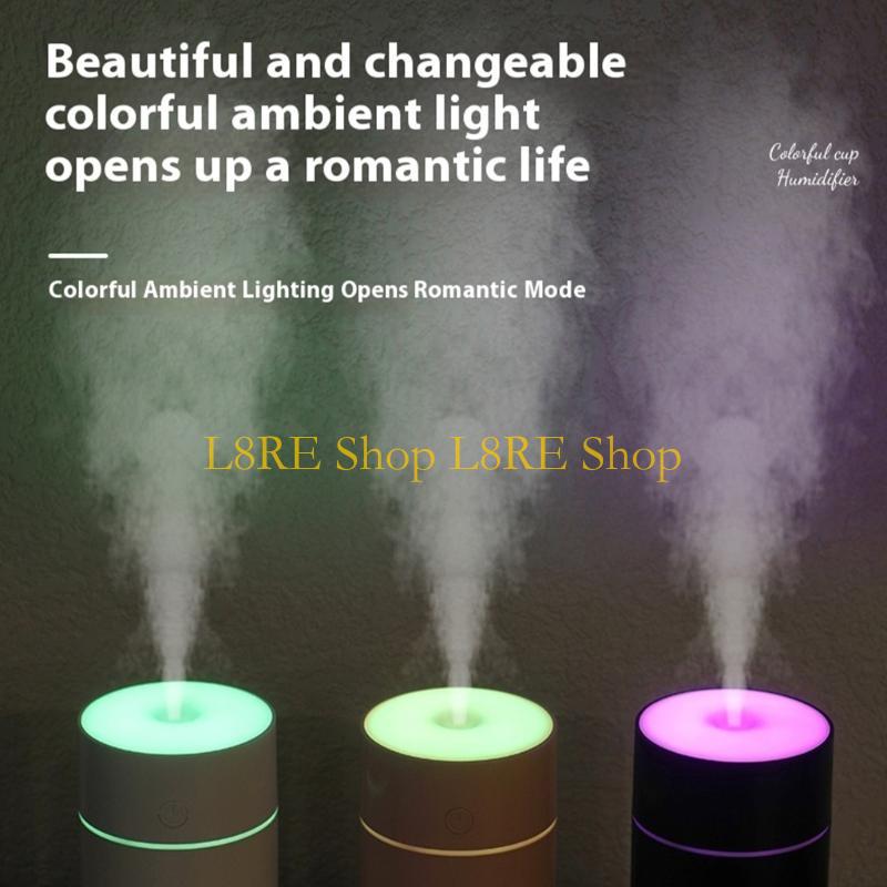 L8RE Portable Humidifier Rechargeable Desk Cold Mist Air Humidifier with Adjustable Colorful Light and Timer for Car Office