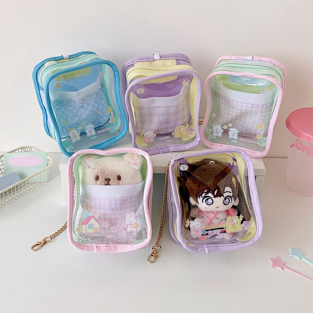 Clear Doll Storage Bag For Collectible Toy With Multiple Compartments and Sturdy Plastic Materials