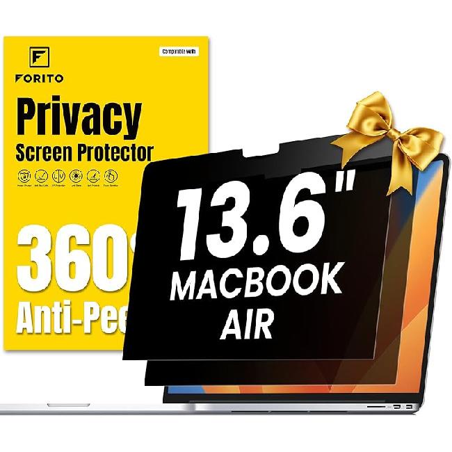 F FORITO 2-Pack 360° Laptop Privacy Screen Compatible with 2024-2021 MacBook Pro 14 Inch (M1, M2, M3, M4, Pro, Max), Eye Protection and Anti Peeping