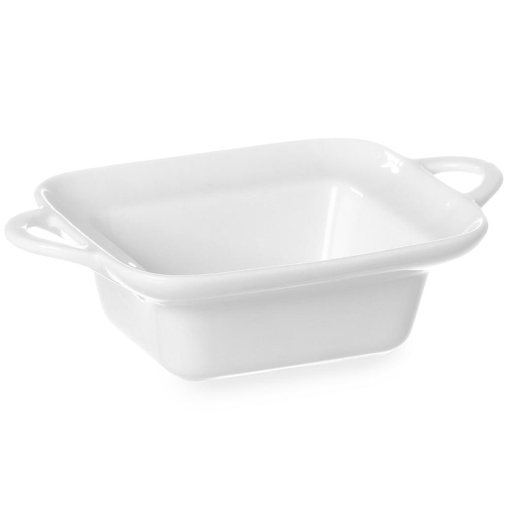 Rectangular baking dish with handles 100x140x45mm white porcelain Hendi 784105