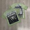 VibeStreet Streetwear Vintage Lavé Diamant Crop Top pour Homme Col Rond Manches Courtes Coupe Ample Coton Strass T-shirts Oversize
