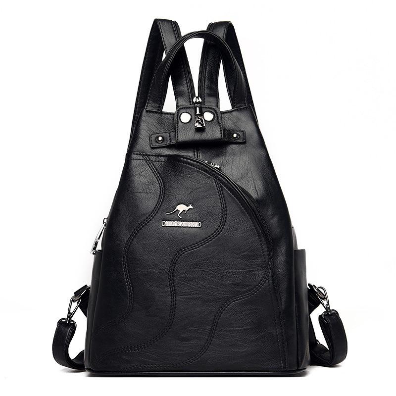 Autumn and Winter Fashion New Breast Bag Women's Backpack Vertical Splicing Women's Bag Casual Soft Leather Student Backpack