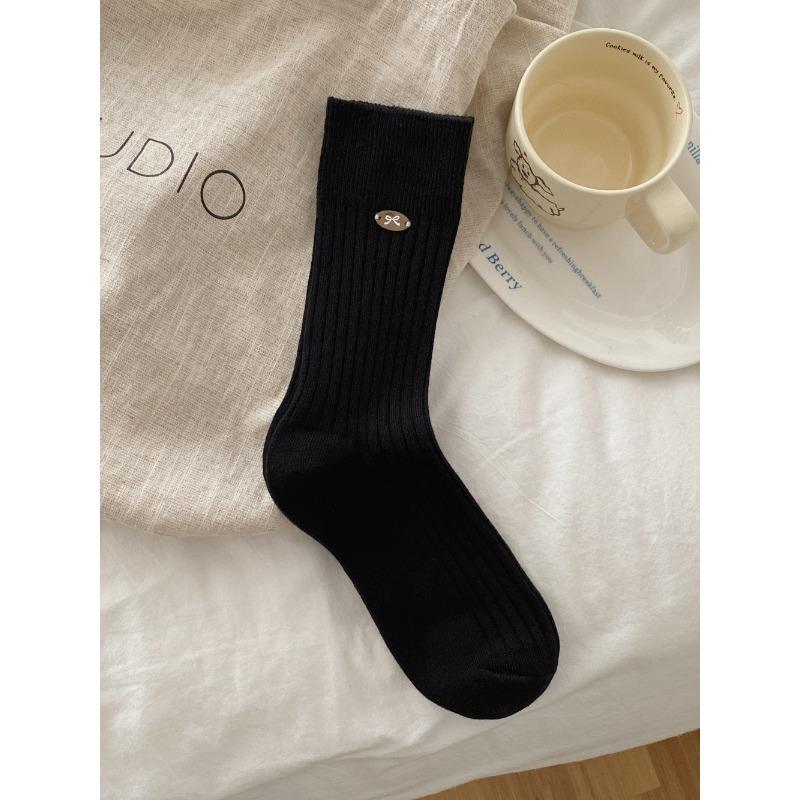 

Women s Long Socks for Autumn and Winter, Boken Shoes, Multi-colored Mid-calf Socks, Bow Buttons, Pile Socks 1 pair