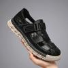 Summer Men's Genuine Leather Sandals Hollow Casual Shoes Beach Sandals