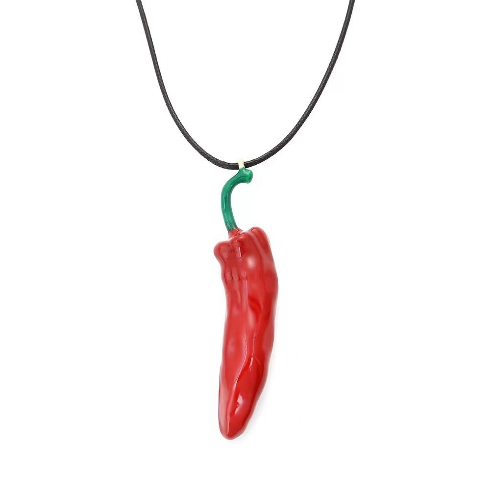 Boho Style Fashion Necklace Realistic Metal Accessories Cute Red Pepper Pendant Gift