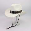 Western Cowboy Top Hat Men's and Women's Party Jazz Hat Rivet Bull Head Logo Beach Panama Straw Hat