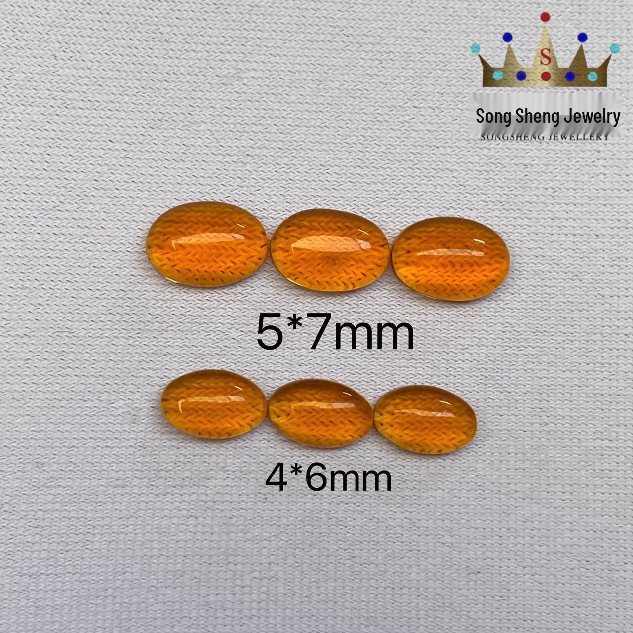 Oval Synthetic Citrine Deep Yellow Pear-Shaped Flat Loose Stone (Egg Shape) for Ring Inlay Oval 4x6mm