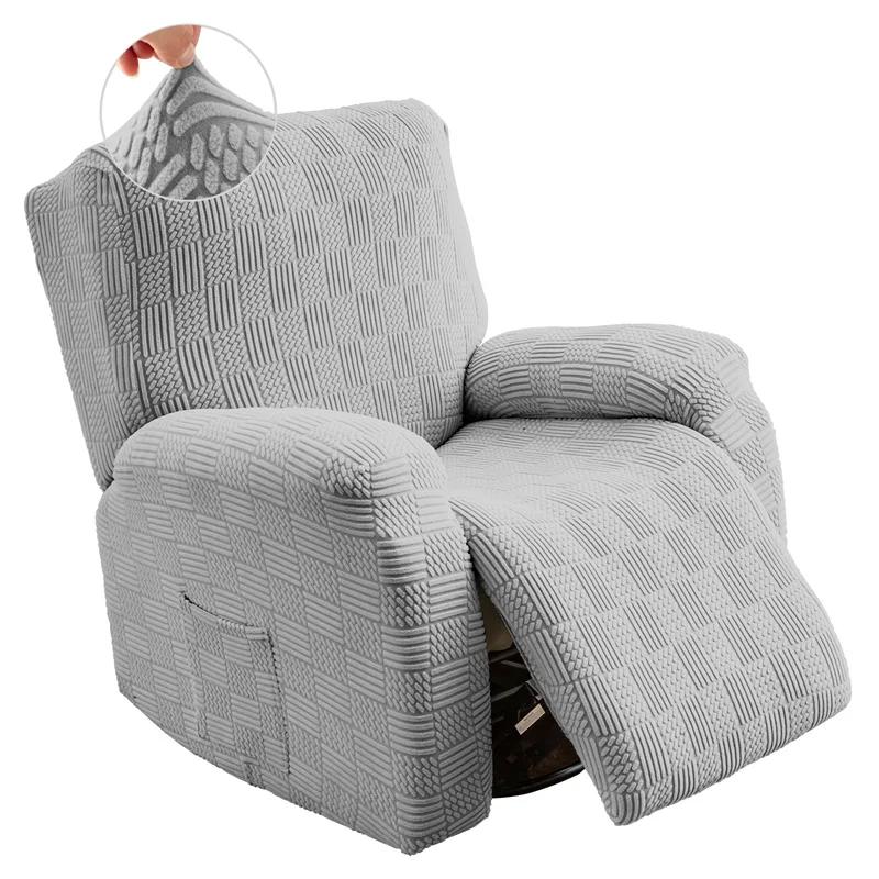 

4pcs/set Stretch Recliner Sofa Cover Split Jacquard All-inclusive Single Pure Color Lounger Couch Slipcovers for Living Room