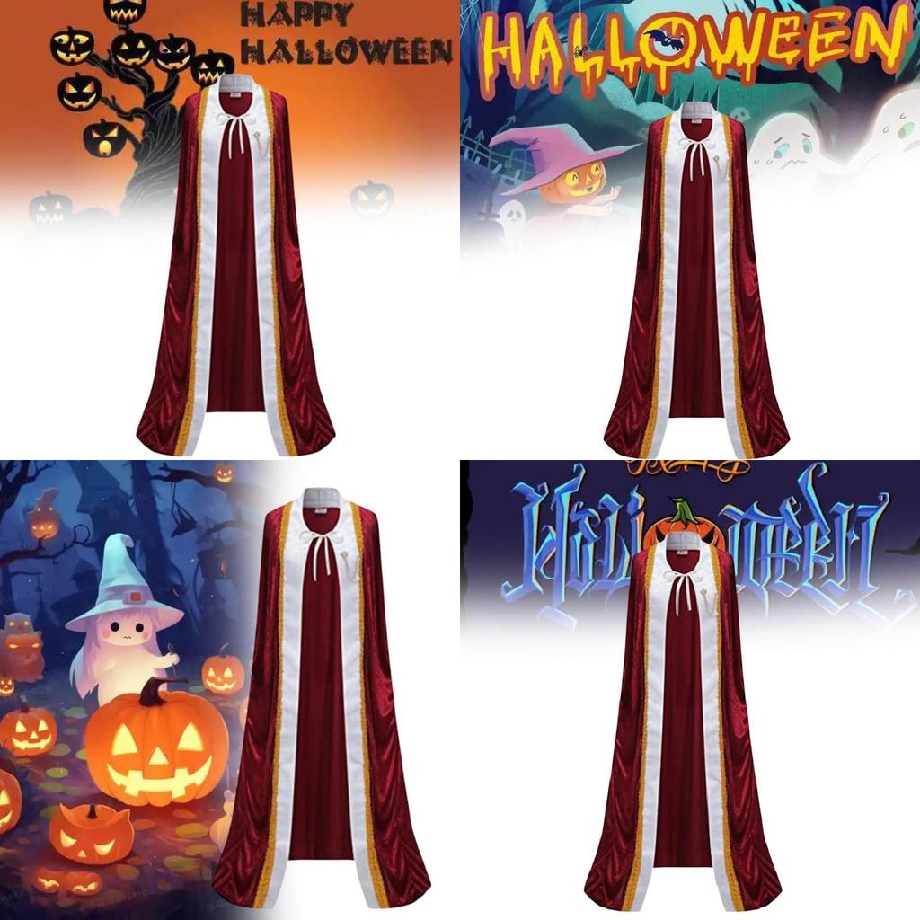 Unisex Velvet Halloween King Cape With Embroidery For Costume Parties