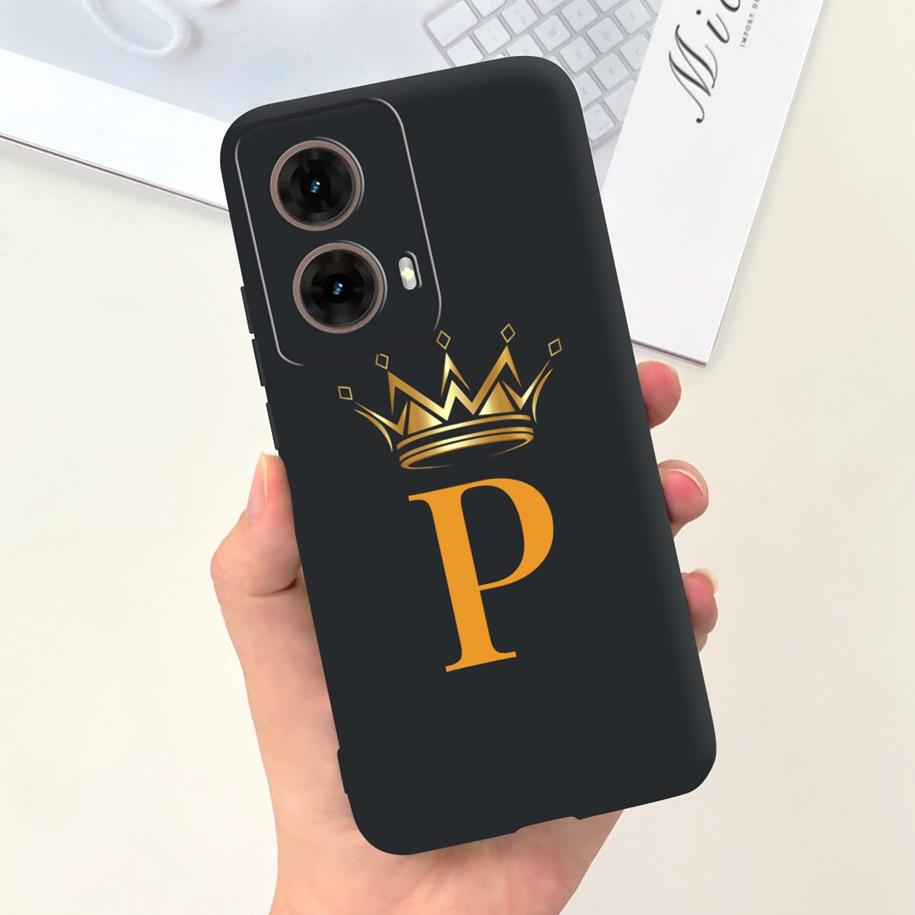 For Motorola Moto G85 Case 2024 New Luxury Initial Letters Soft Silicone Protective Cover For Moto G85 5G G 85 Shockproof Bumper