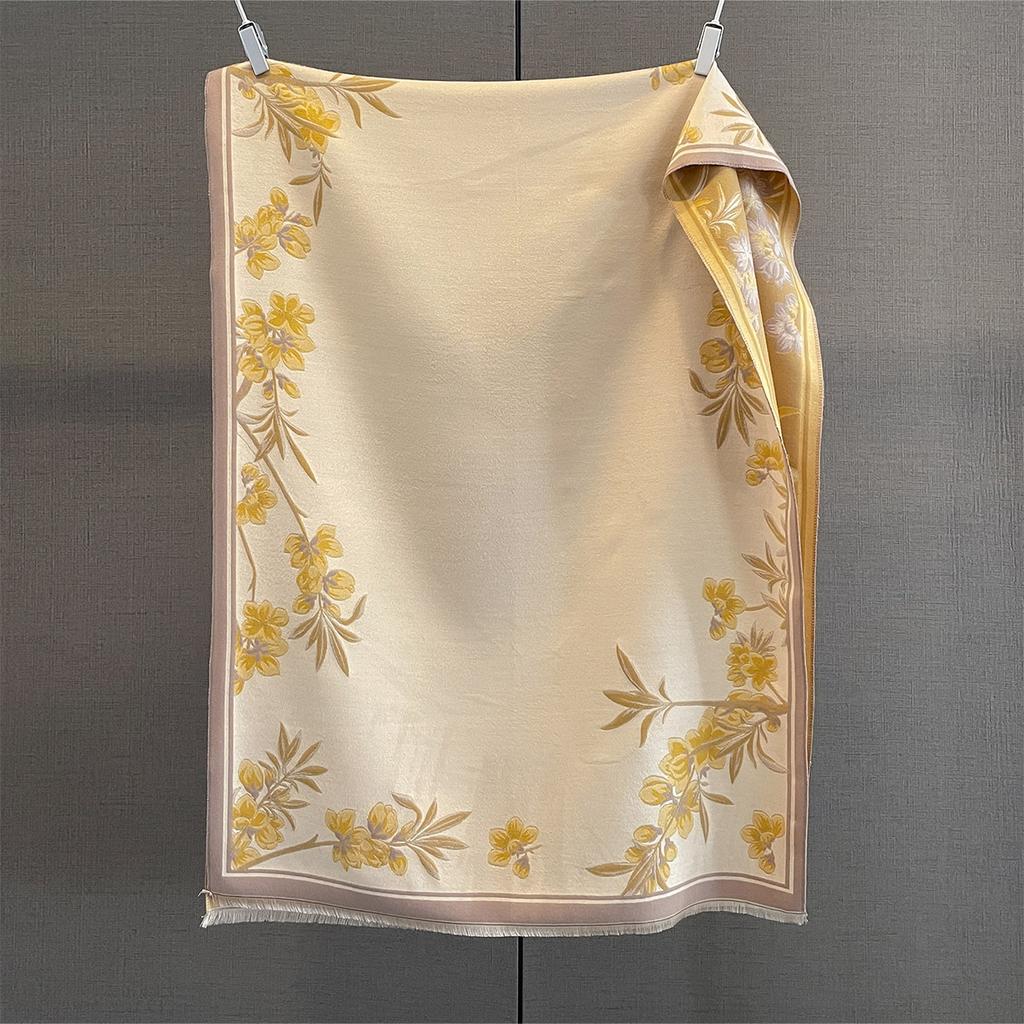 Winter Cashmere Scarf Women Luxury Flowers Print Female Shawl Wrap Scarves Lady Thick Warm Blanket Gift Echarpe Pashmina