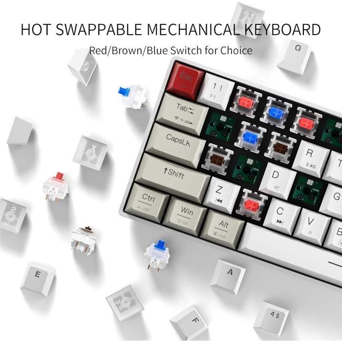 Clavier De Jeu Mécanique - Newmen - GM610 - Rétroéclairé RVB - 60% Compact - Touches Programmables