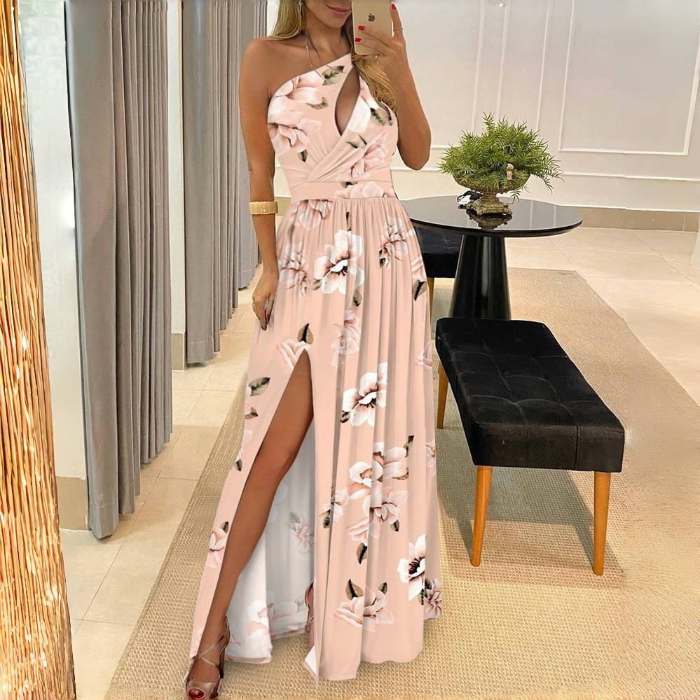 Šaty LYRIA Dámské Jaro/léto Odhalená ramena Výstřihy Potisk Rozparek Módní šaty Ležérní Vestidos