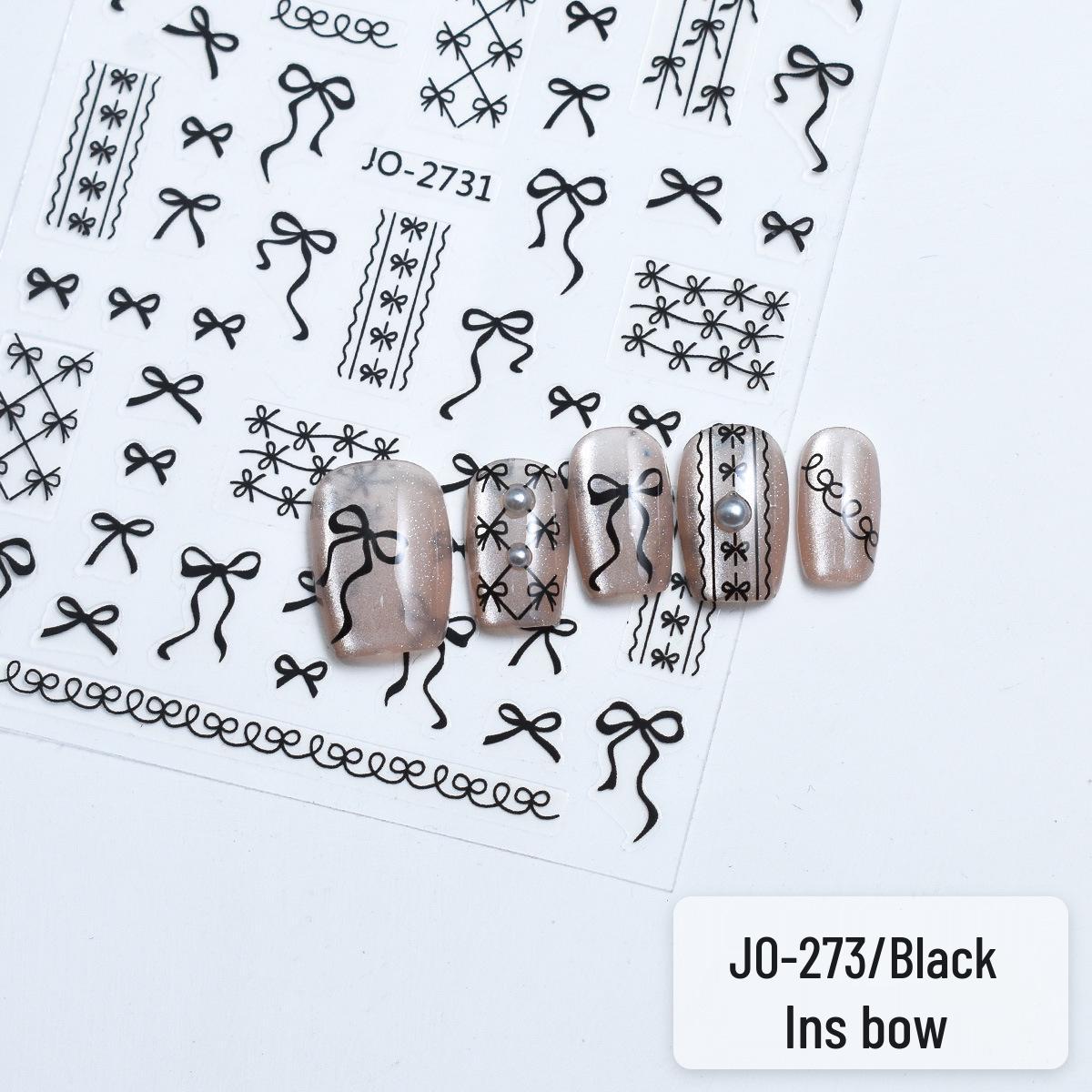 

Минималистичные наклейки для ногтей с ленточными бантами - Черные, Белые, Розовые, Серебристые, Самоклеящиеся