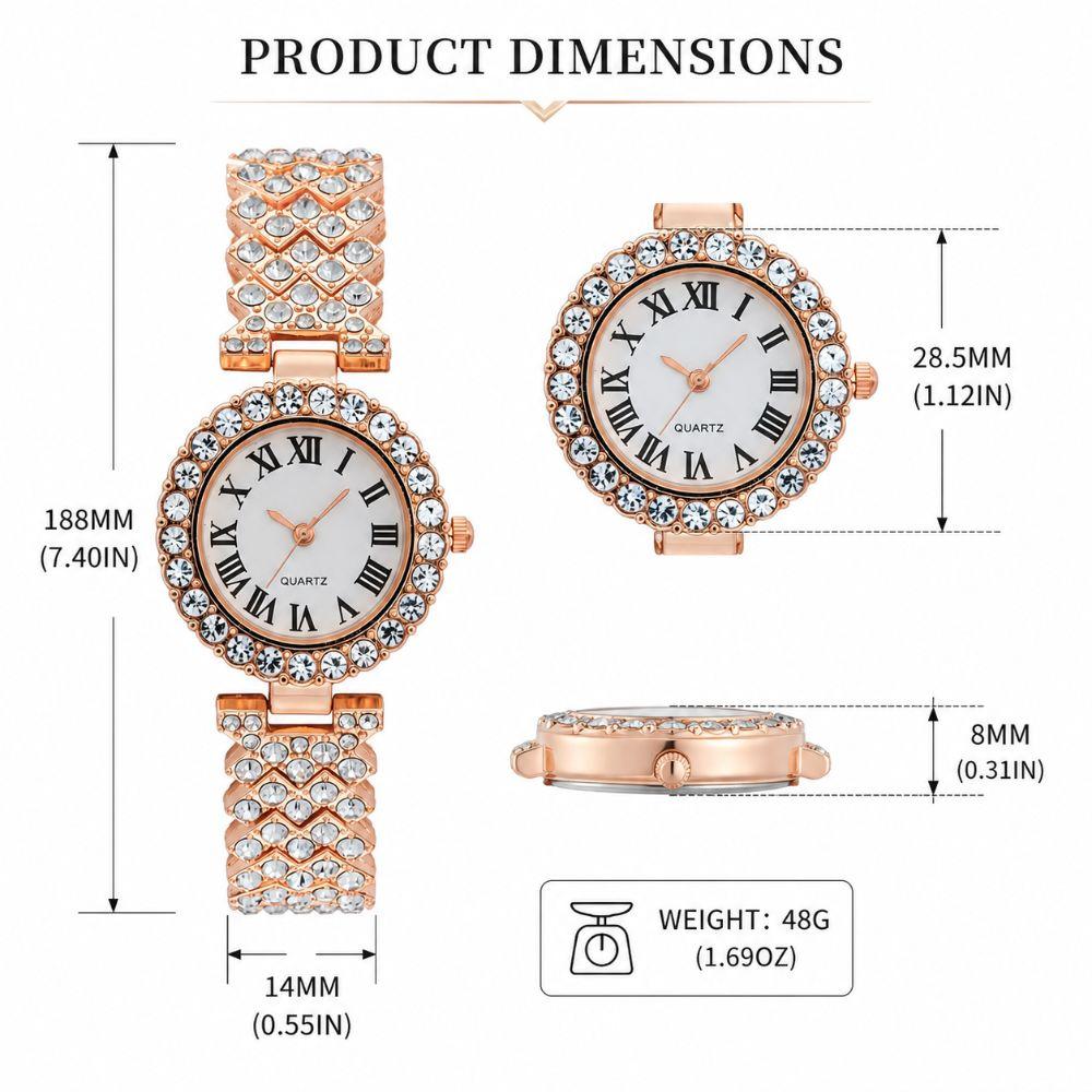 Verstellbares Diamantarmbanduhr Kristallbesetztes Quarzarmbanduhr Uhren für Damen Geburtstagsgeschenk