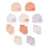 KIDDIEZOOM 0-6Months Boys Girls Hats Gloves Set 100% Cotton Soft Caps Mittens Baby Accessories