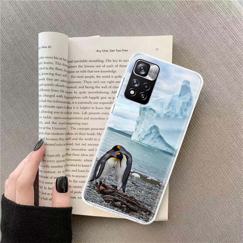 Penguins Love at the North Pole Phone Case For Redmi Note 13 12 Pro Plus 14 15 Pro 5G 11 11T 11E 11S 10 Pro 10S 9 9S Cover Cell