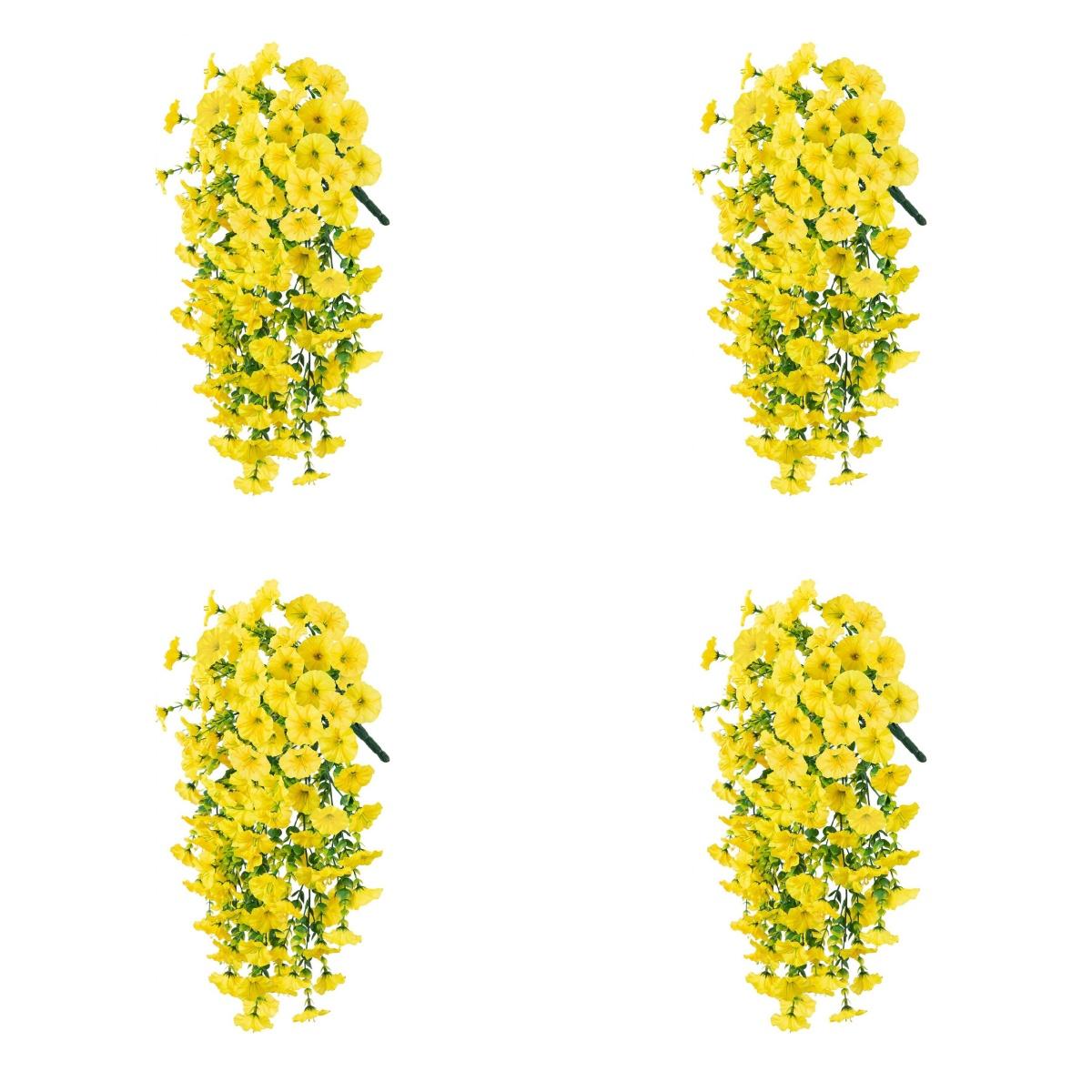 

2 шт. искусственные подвесные цветы петунии, устойчивые к ультрафиолетовому излучению, многоразовые искусственные петунии для праздничного оформления свадебной вечеринки на открытом воздухе 4pcs жёлтый