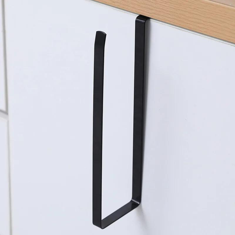 Door Cabinet Hanging Paper Towel Rack Free Punching Wrought Iron Cabinet Partition Layer Storage Rack Roll Holder
