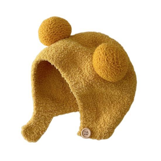 Nette Winter Warme Kinder Mädchen Jungen Baby Hut Fleece Hut mit Ball Dekor Patchwork Farbe Gehörschutz Hut Weiche Neugeborenen motorhaube Hut
