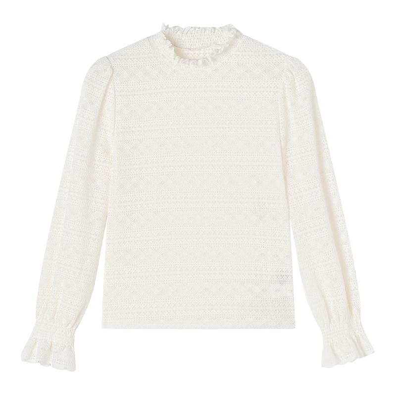 Women's Elegant Lace Mock Neck Long Sleeve Top