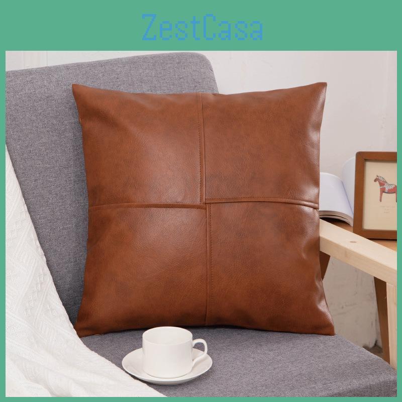 Leather Throw Retro Pillow Luxury Solid Color Cushion For Sofa And Backrest Perfect For Christmas Decor
