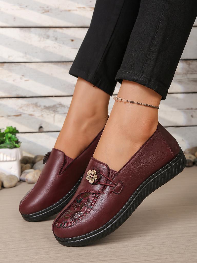 Women's leather flat shoes, spring and autumn women's loafers, classic single-product mother shoes, non-slip and comfortable
