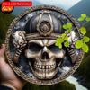 2d Flat 20*20cm, Vintage Samurai Skull Helmet Decorative Wooden Sign, Wall Hanging Multipurpose Wooden Plaque, Home, Bedroom, Bar, Party Decor