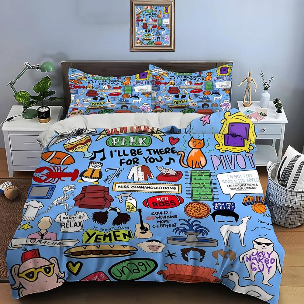 Funny Friends Print Bedding Set Best TV Show Duvet Cover Set Adult and Children Bedding Set Luxury TV Show Pattern